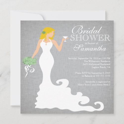 Modern Autumn Blonde Bride Wine Bridal Shower Announcements