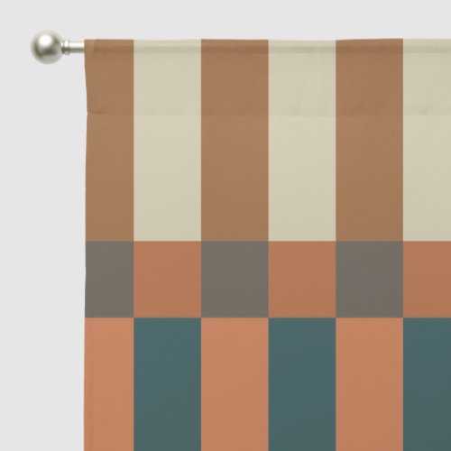 Modern Autumn Brown Geometric Check Pattern Sheer Curtains