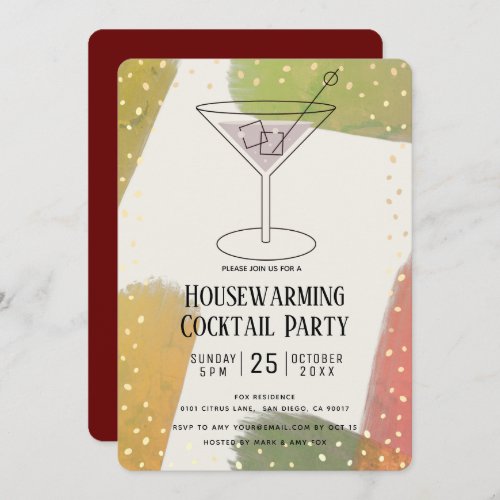 Modern Autumn Color Housewarming Cocktail Party Invitation