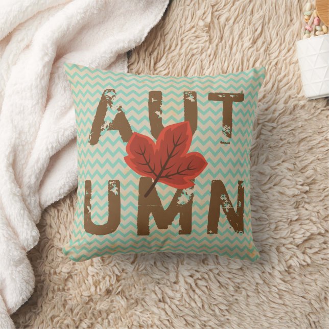 Modern Autumn Distressed Throw Pillow (Blanket)