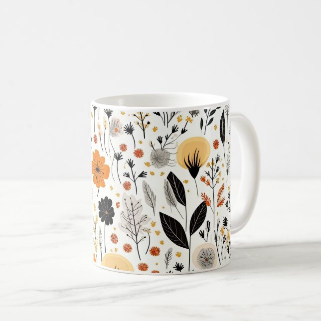 Modern Autumn Fall Boho Botanical Floral  Coffee Mug (Front Right)