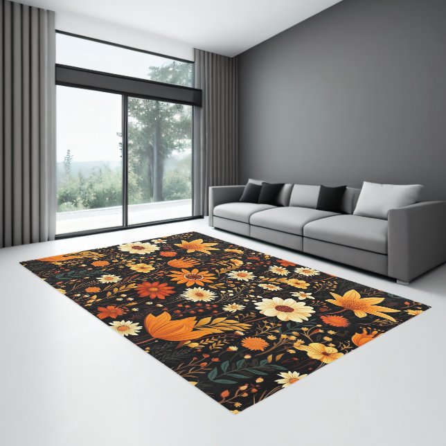 Modern Autumn Fall Boho Botanical Floral  Rug (Insitu (Indoor 3))