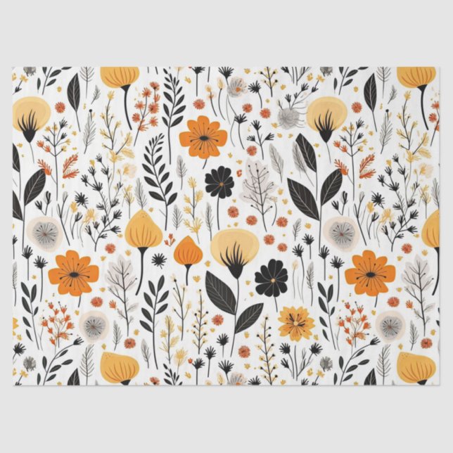 Modern Autumn Fall Boho Botanical Floral  Tissue Paper (Front)