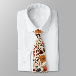 Modern Autumn Fall Botanical Floral  Neck Tie