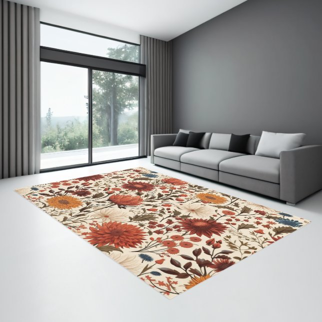 Modern Autumn Fall Botanical Floral  Rug (Insitu (Indoor 3))