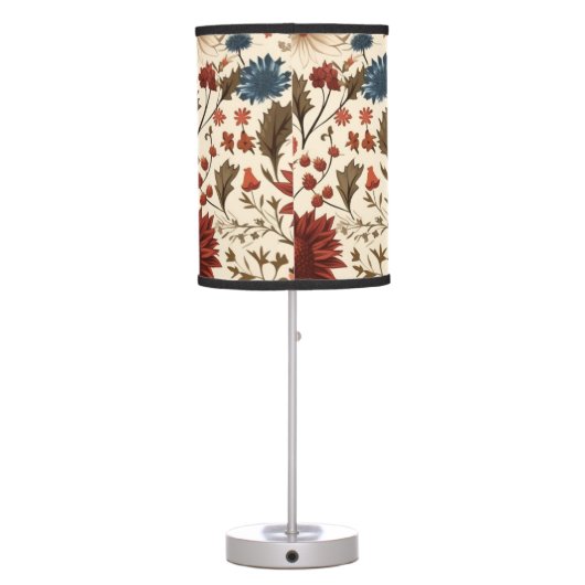 Modern Autumn Fall Botanical Floral  Table Lamp (Back)