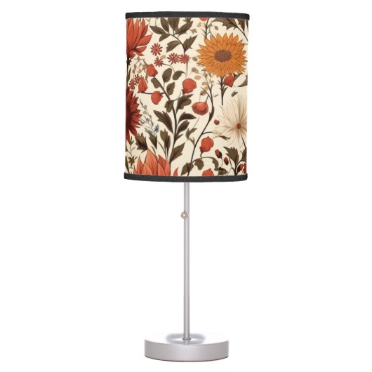 Modern Autumn Fall Botanical Floral  Table Lamp (Front)