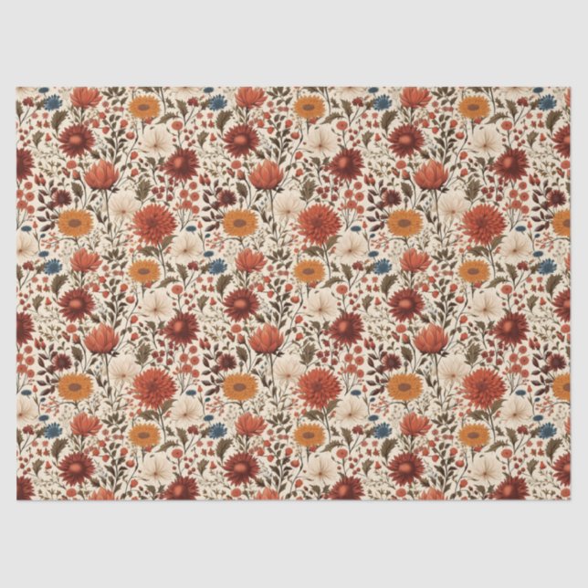 Modern Autumn Fall Botanical Floral  Tissue Paper (Front)