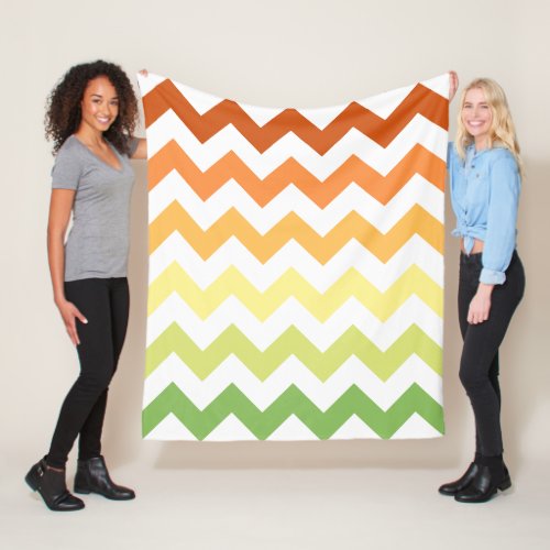 Modern Autumn Fall Chevron Fleece Blanket