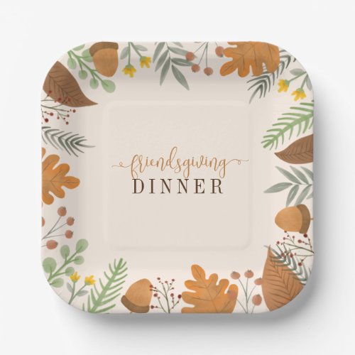 Modern Autumn Fall Festive Friendsgiving Dinner Paper Plates