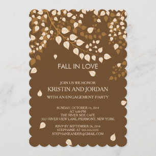 Modern Autumn Fall Leaves Engagement Party Invitation