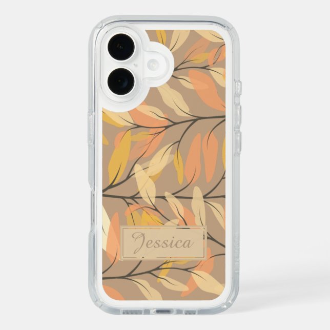 Modern Autumn Fall Leaves Pattern Personalised Speck iPhone Case (Front)