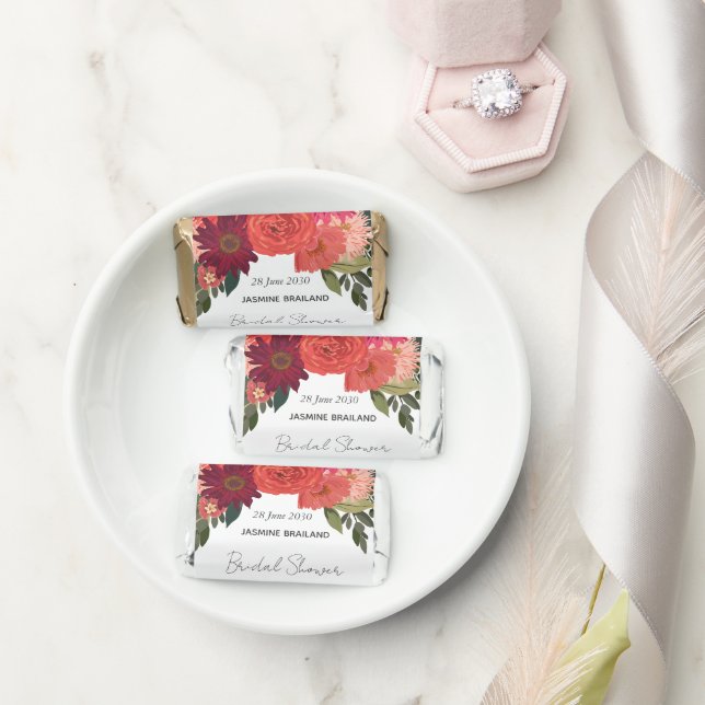 Modern  Autumn Floral Bridal Shower Hershey's Miniatures (Wedding)