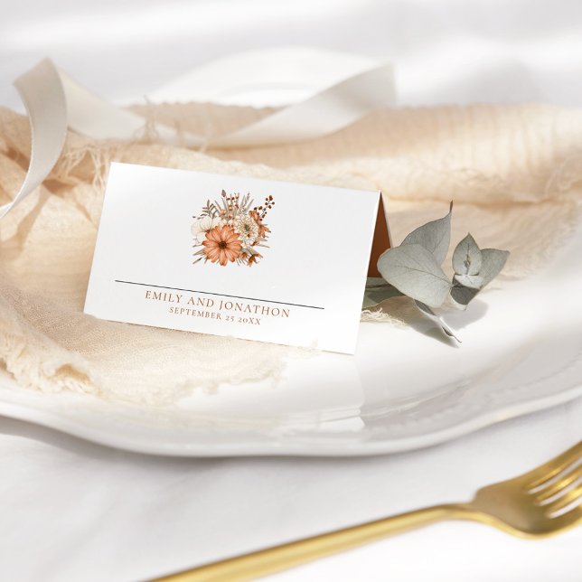 Modern Autumn Florals Names Date Wedding Place Card (Creator Uploaded)