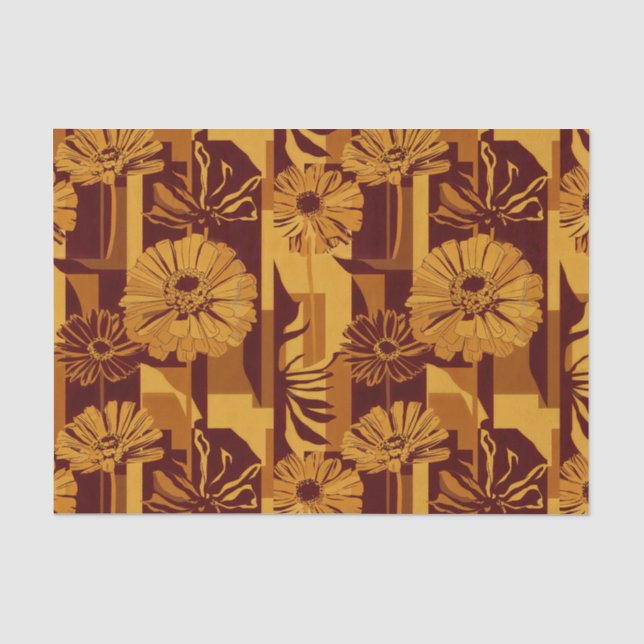 Modern Autumn Geometric Floral Pattern Tissue Paper (Front)