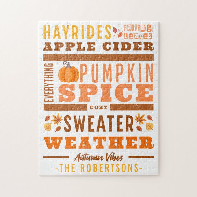Modern Autumn Inspired Fall Vibes Personalized Jigsaw Puzzle (Vertical)