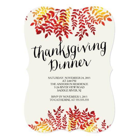 Modern Autumn Leaf Thanksgiving Dinner Invitation | Zazzle.com