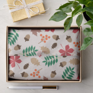 Modern Autumn Leaves and Acorns Pattern Tissue Paper