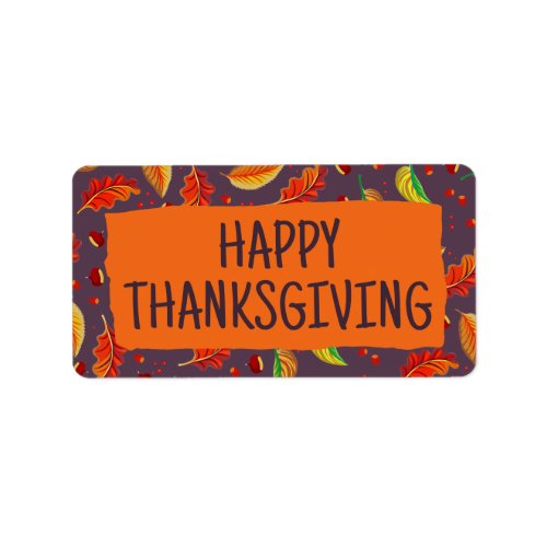   Modern Autumn Leaves Chestnuts Fall Thanksgiving Label