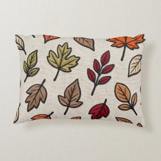 Modern Autumn Leaves Embroidered Aesthetic Accent Pillow