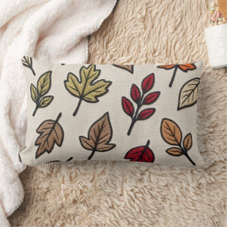 Modern Autumn Leaves Embroidered Aesthetic Lumbar Pillow
