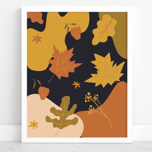 Modern Autumn Leaves Geometric Fall Poster