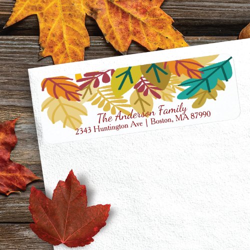 Modern Autumn Leaves Return Address Label