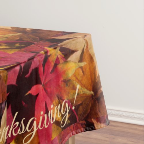 Modern Autumn Orange Foliage Monogram Tablecloth