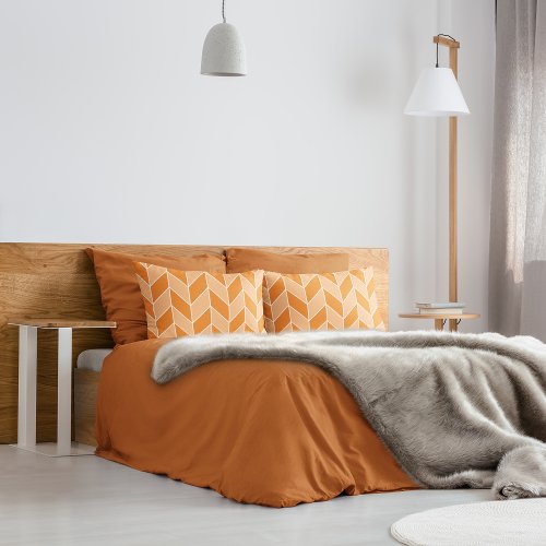 Modern Autumn Orange Peach Herringbone Chevron Pillow Case