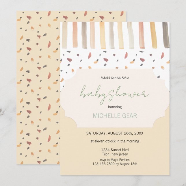 Modern Autumn Pastel Colors Pattern Invitation (Front/Back)