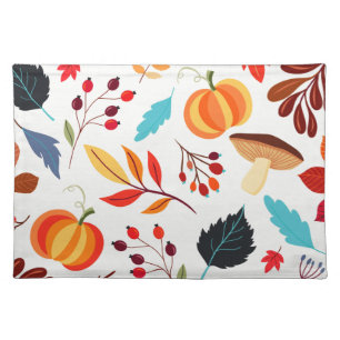 Modern Autumn Pumpkin Leaf Pattern Cloth Placemat