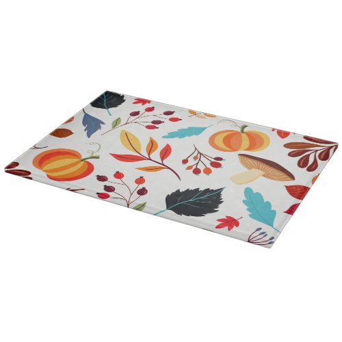 Modern Autumn Pumpkin Leaf Pattern Cutting Board