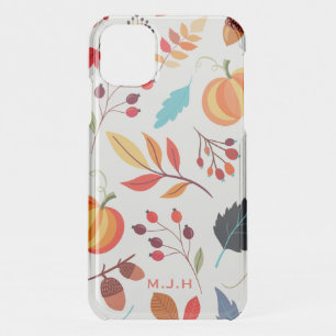 Modern Autumn Pumpkin Leaf Pattern iPhone 11 Case