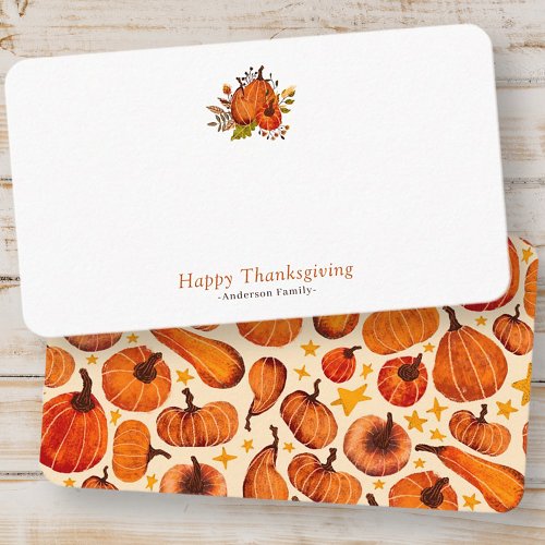 Modern Autumn Pumpkins Pattern Thanksgiving Place Card