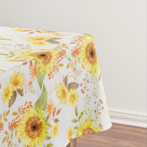 Modern Autumn Sunflower Birthday Baby Shower Decor Tablecloth