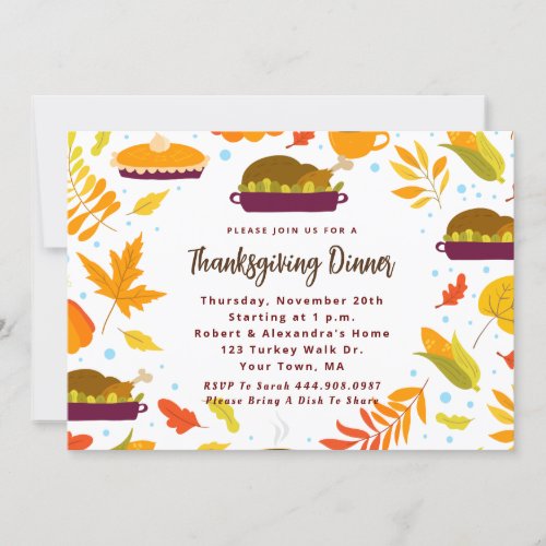 Modern Autumn Thanksgiving Dinner Invitation