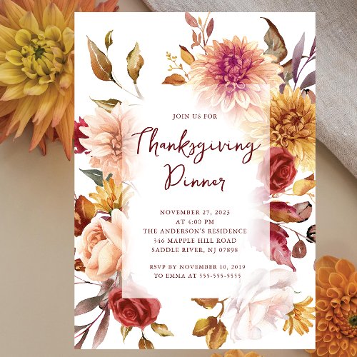 Modern Autumn Trees Thanksgiving Invitation