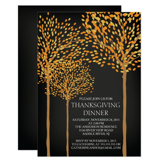 Modern Autumn Trees Thanksgiving Invitation