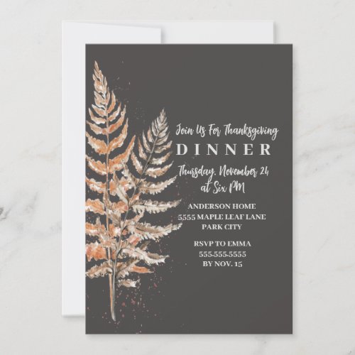 Modern Autumn Twin Leaf Thanksgiving Dinner Invitation