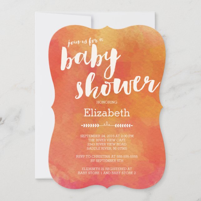 Modern Autumn Watercolor Baby Shower Invitations (Front)