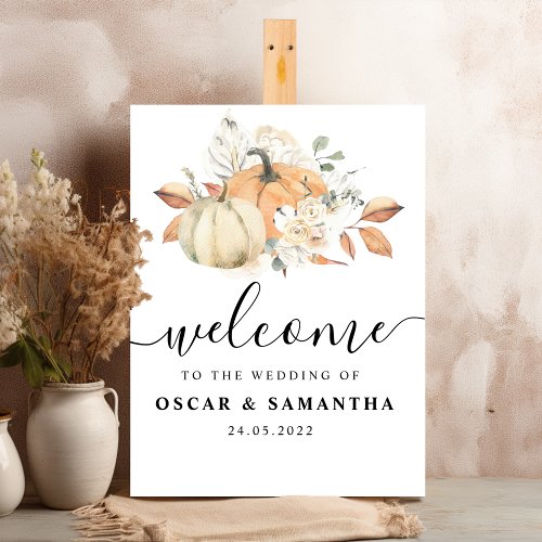 Modern Autumn Watercolor Pumpkins  Flowers  Foam Board