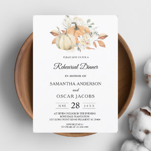 Modern Autumn Watercolor Pumpkins & Flowers  Invitation