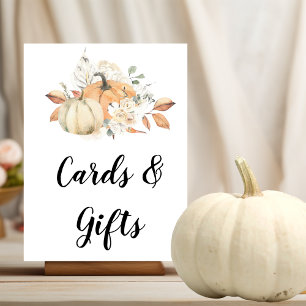 Modern Autumn Watercolor Pumpkins & Flowers  Poster