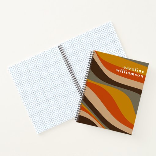 Modern Autumn Wavy Lines Earth Tones Personalized Notebook | Zazzle