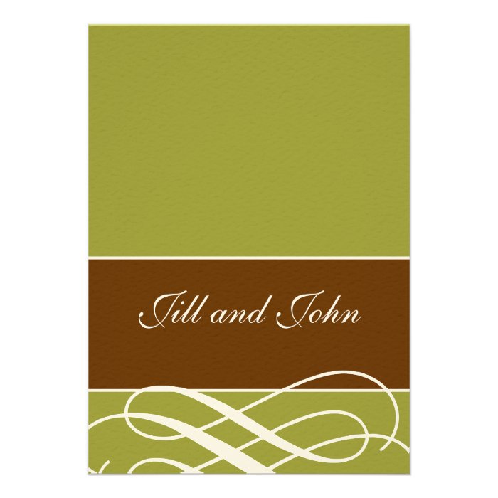 Modern Autumn Wedding Invitations Green Brown