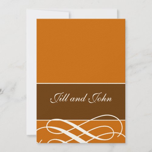 Modern Autumn Wedding Invitations Orange Brown
