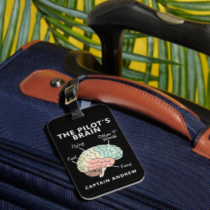 Modern Aviation Pilot Name Pilots Brain Part Luggage Tag
