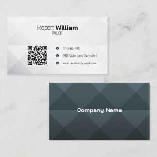 Modern Aviation with QR Code | Minimal Black White Business Card
