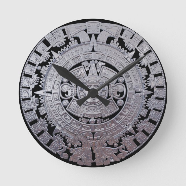 Modern Aztec Mayan Calender Round Clock (Front)