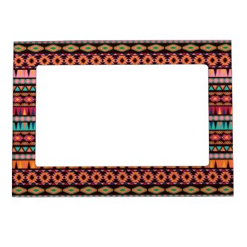 Modern Aztec Pattern Magnetic Picture Frame by RosaAzulStudio at Zazzle